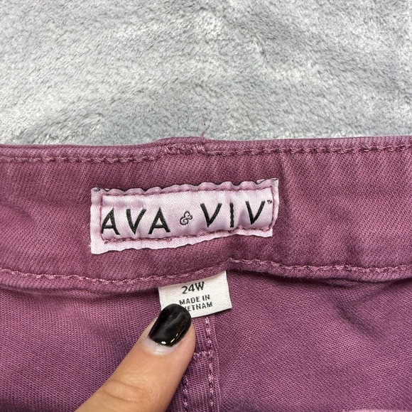 Ava & Viv Pants Womens 24W Purple Stretch‎ Casual Comfort Straight Leg Denim - Picture 5 of 6